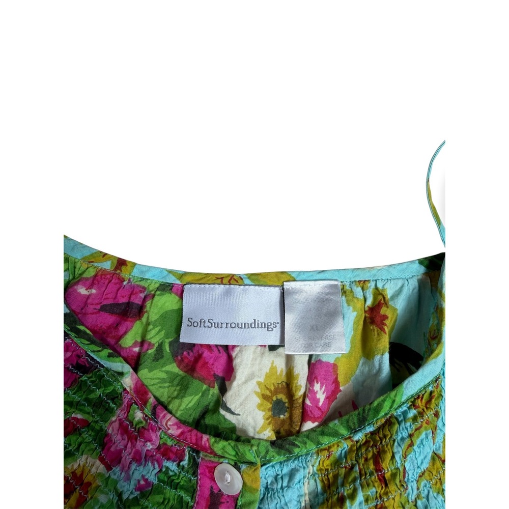 Soft Surroundings Floral Maxi Dress XL Smocked Sundress Pockets Cottagecore Boho - Picture 5 of 7